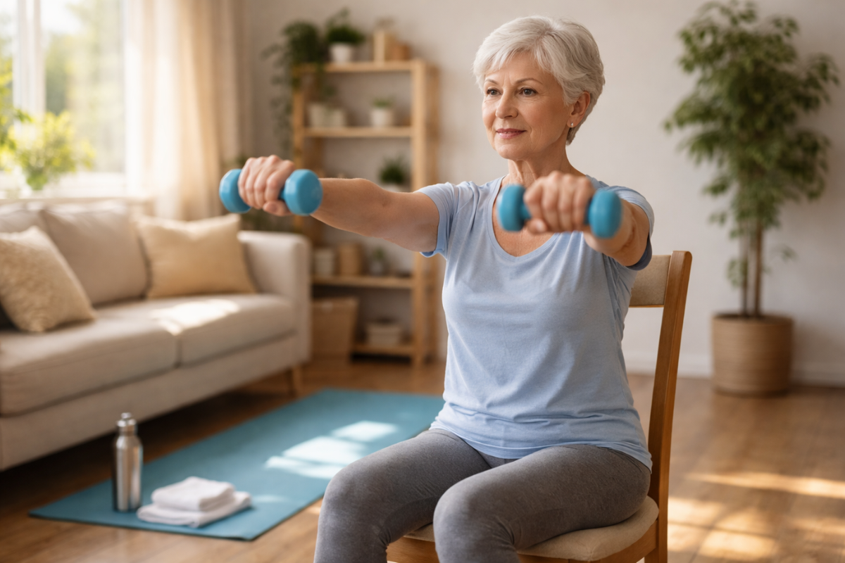Seated Dumbbell Exercises for Seniors: Beginner-Friendly Workout for Arms, Shoulders, and Core