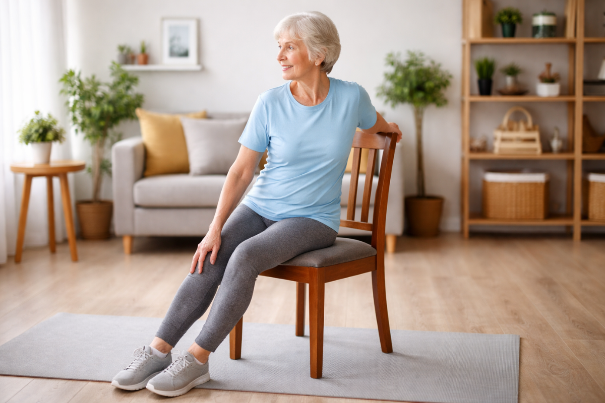 Seated Spinal Stretch for Seniors: Gentle Relief for a Stiff Back